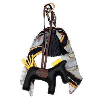 Luxe Paarden Bagcharm met sjaaltje en kwast