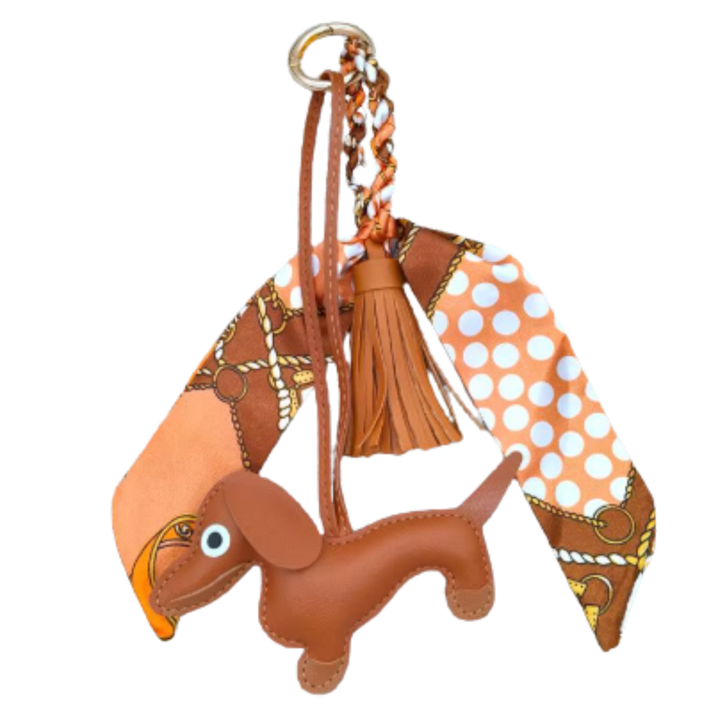 Luxe Teckel Bagcharm met sjaaltje en kwast