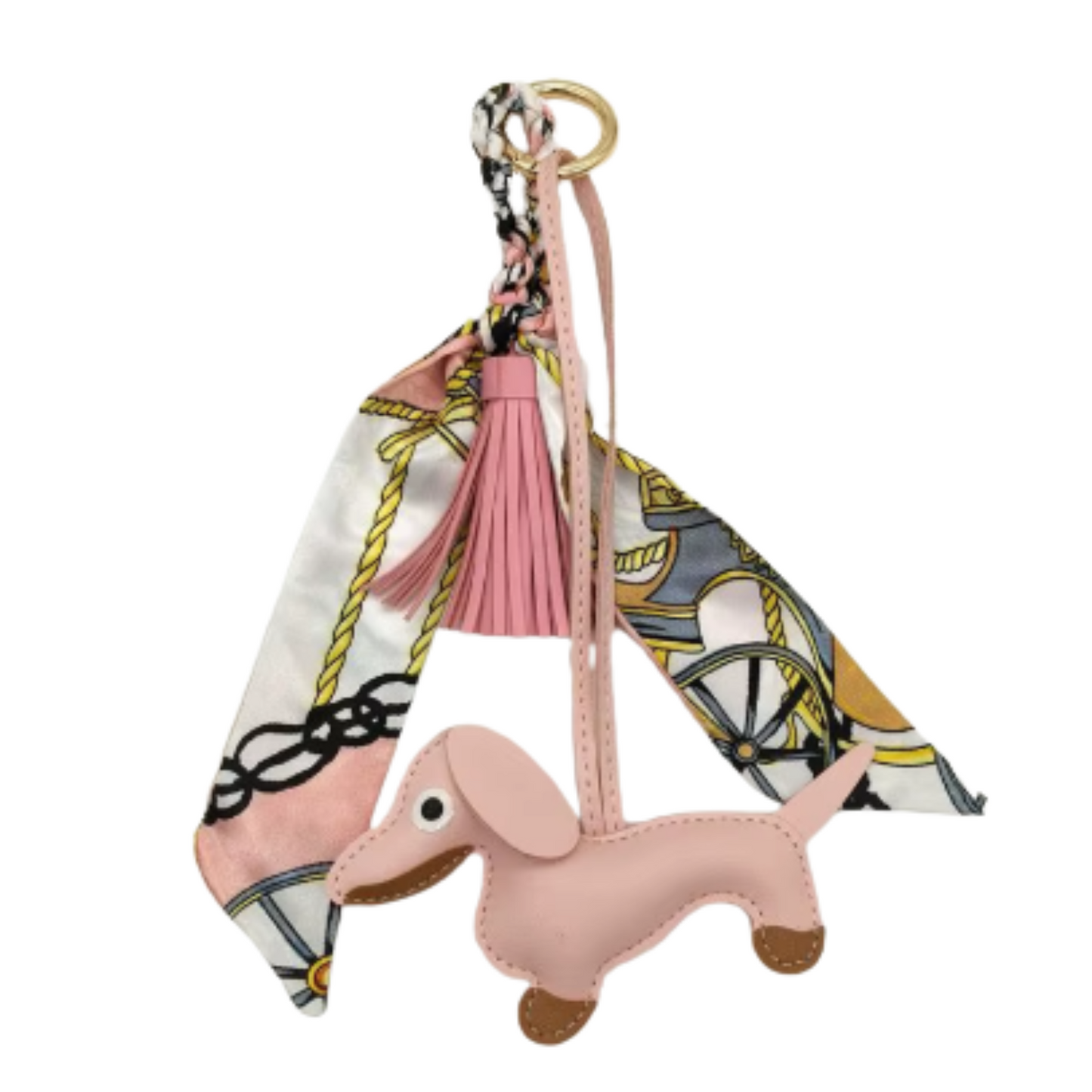 Luxe Teckel Bagcharm met sjaaltje en kwast