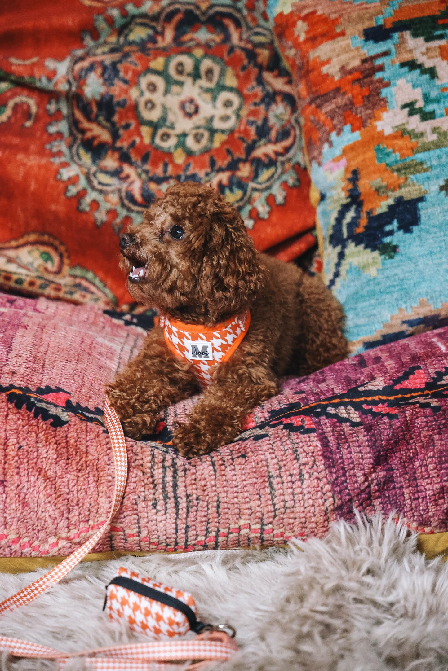 Poepzakjeshouder | Orange Pied-de-poule