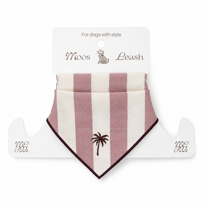 Palm Stripe Dog Bandana – Bordeaux & Dusty Rose