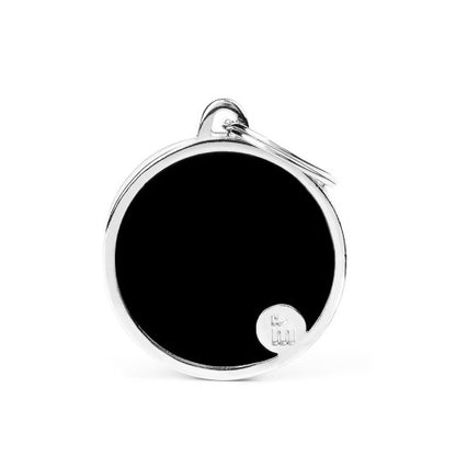 Hondenpenning | Basic Handmade Big Black Circle ID Tag