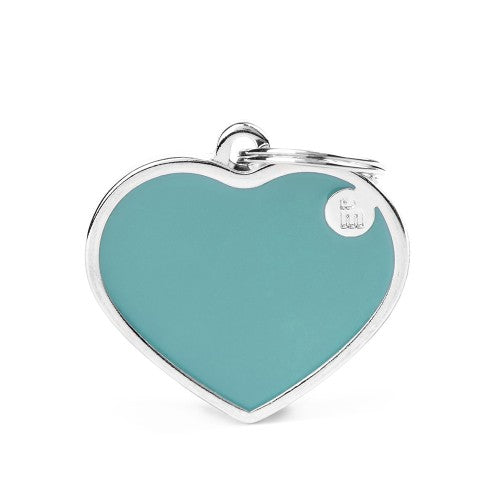 Hondenpenning | Basic Handmade Big Light Blue Heart ID Tag