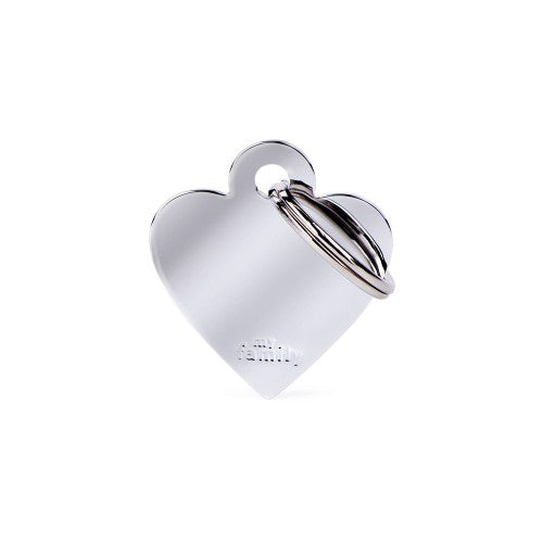 Hondenpenning | Basic Small Heart ID Tag in Chrome-Plated Brass
