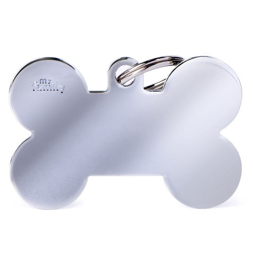Hondenpenning | Basic XL Bone ID Tag in Chrome-Plated Brass