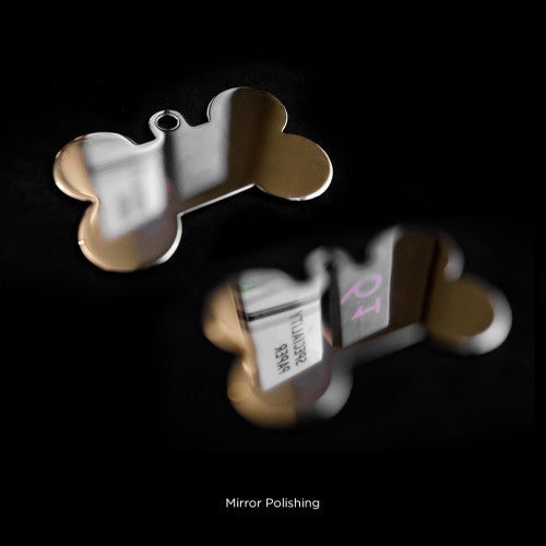 Hondenpenning | Basic XL Bone ID Tag in Chrome-Plated Brass