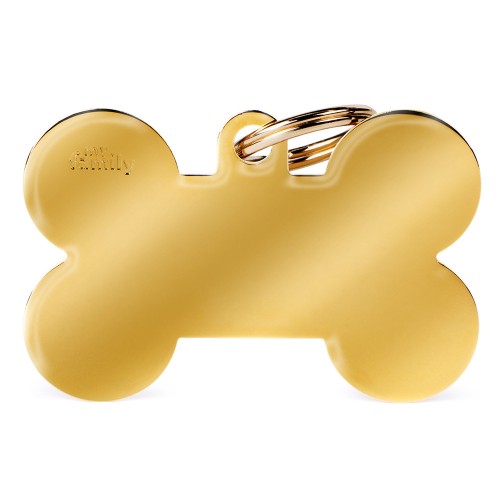 Hondenpenning | Basic XL Bone ID Tag in Gold-Plated Brass