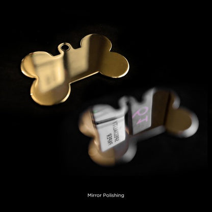 Hondenpenning | Basic XL Bone ID Tag in Gold-Plated Brass