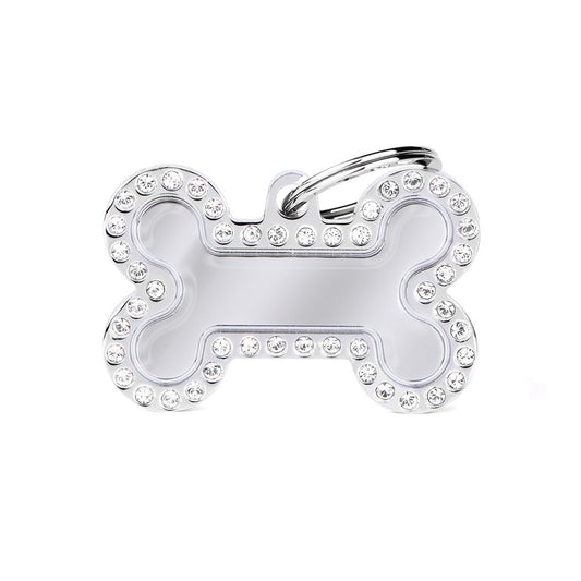 Hondenpenning |  Glam Big Bone ID Tag with Rhinestones