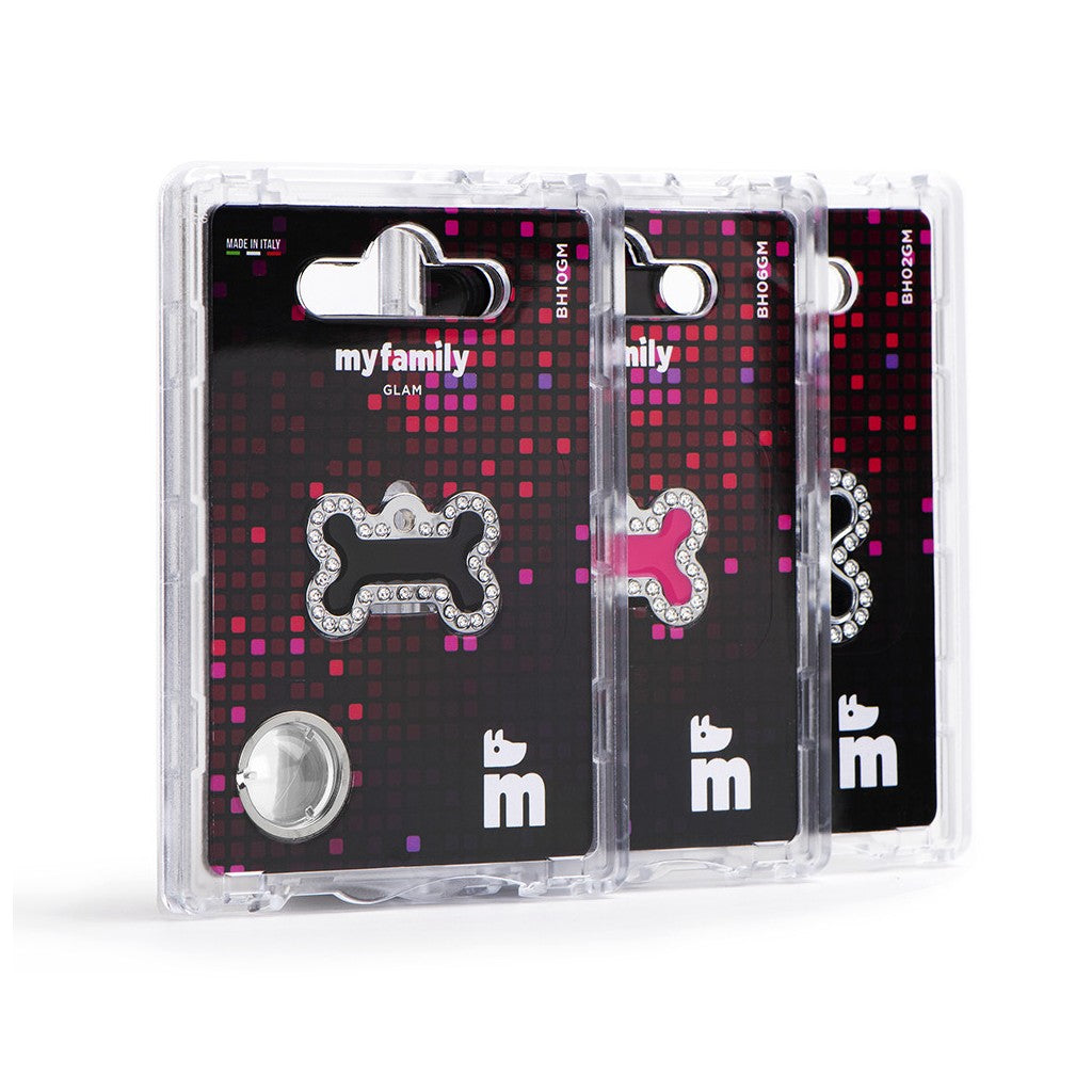 Hondenpenning |  Glam Big Bone ID Tag with Rhinestones